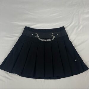 ROYAL BONES BY DAANG GOODMAN Goth PUNK Emo Black Mini Skirt W/ SILVER CHAIN Sz:S